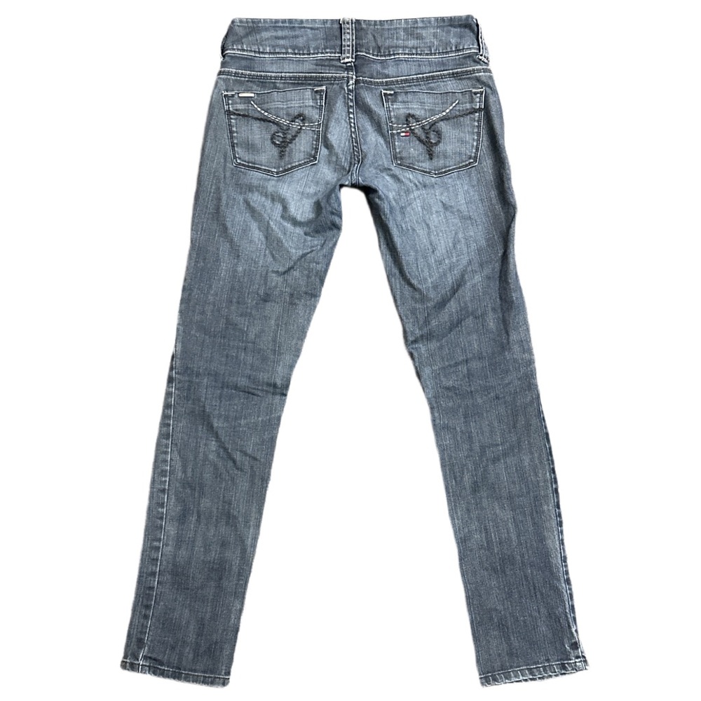 Y2K '08 TOMMY HILFIGER women's dark embroidered alyssa extra slim fit jeans, 27"